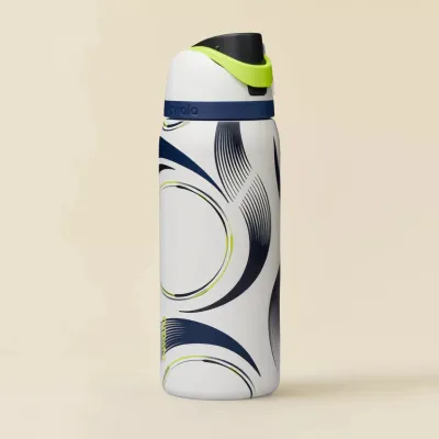 [100% Genuine] Owala x Soccer FreeSip Sway water bottle 30oz spill-proof with built-in straw keeps cold for 12 hours. Stainless steel 304 BPA-free for sports and travel.