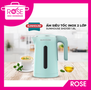 Ấm siêu tốc inox 2 lớp Sunhouse dung tích 1.8 lít bảo hành chính hãng toàn quốc 12 tháng Cao Cấp