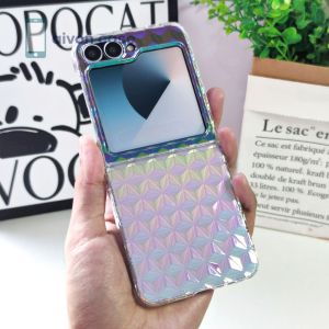 Case Aurora Gradient For Samsung Galaxy Z FLIP 4 / Z FLIP 5 / Z FLIP 6 / Layar Lipat Fashion Simple Color Plating Casing Pelindung Anti Guncangan EC-214