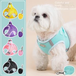 CUTE ELVES Breathable Dog Harness Leash Adjustable Reflective Pet Harness Dog Walking Supplies No Pull Dog Vest for Small Medium Dogs