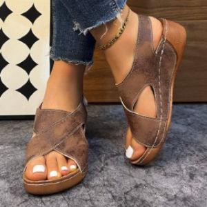 [Free Shipping] 2026 New Style Wedge Heel Sandals For Women Featuring A Fish-Mouth Design Thick Soles A Single-Strap Style And A Hollow Breathable Design Perfect For The Beach