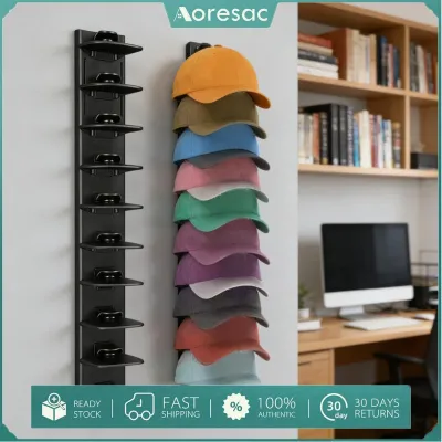 Aoresac 2 gói hat tổ chức cho Mũ bóng chày ABS treo tường móc treo mũ nón lưu trữ Giá trưng bày giữ lên đến 20 Mũ với dính chắc cho cửa Tủ âm tường