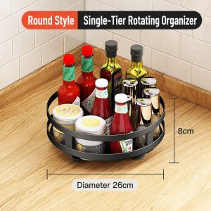 【Lucky Home】 360 Rotating Spice Rack / Kitchen Countertop Seasoning Organizer / Round Multi-Tier Turntable Rack