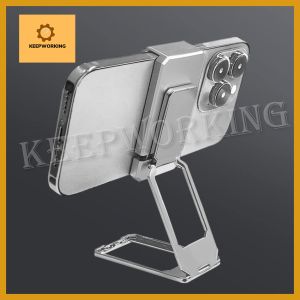 KEEPWORKING  Back Clip Type 360 Folding Bracket Back Clip Foldable Phone Holder Metal Multi-Angle for Phone Back Grip Compatible with All Types Smartphones Cell Phone Stand