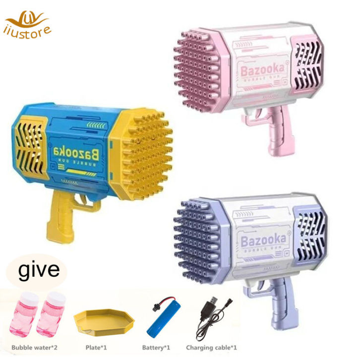 45/69 Holes Bubble Gun with Colorful Led Lights Fireworks Bubble