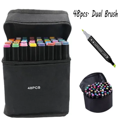 ART MARKER- Good Quality Dual Tip Ended Brush Color Art Marker Pens 48pcs Set Alcohol Based Watercolor Ink for Drawing Sketch Painting