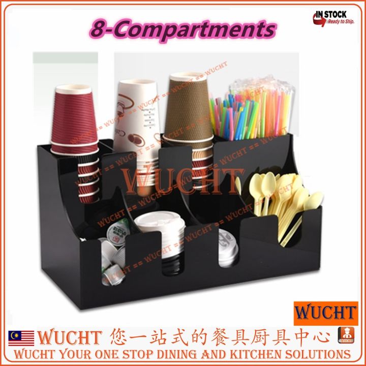【WUCHT】Acrylic 8 compartments Cup Holder Coffee and Tea Condiment Organizer / Acrylic Bar