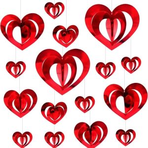 SIRENXI Tự làm Ngày Valentine: Tình yêu đang lan tỏa 3D Đám cưới dây chuyền xoắn ốc tình yêu Trang trí sinh nhật Lãng mạn Đồ trang trí treo ngày Valentine Kỷ niệm