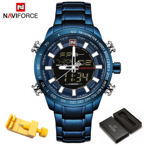 《226》NAVIFORCE NF9093Watch Men Top Brand Luxury Digital og Sport Wristwatch Military Stainless Steel Male Clock Relogio Masculino