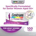 CENTRUM Multivitamin for Women 50+, Vitamin C,Iron & Calcium for Post-menopause,Brain Health & Healthy Eyes. 