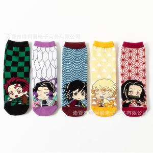 XP Demon Slayer Socks Breathable Korean Fashion Cotton Socks Cartoon Pattern Tanjirou Nezuko Zenitsu PX
