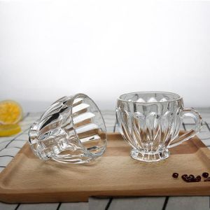 Bộ 6 Cốc Thủy Tinh Có Tay Cầm Họa Tiết Kim Cương Phong Cách Châu Âu Uống Trà Cafe Ngày Tết.