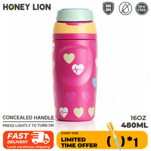 HoneyLion -Vacuum Insulated Tumbler with Lip Fit Spout 304 Stainless Steel Hot Cold Bottle for School Office and Travel