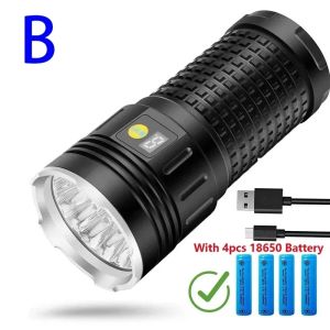 18 LED High Power Flashlight Super Bright Lantern USB Rechargeable High Lumen Torch Waterproof Strong Light Lamp Outdoor Camping