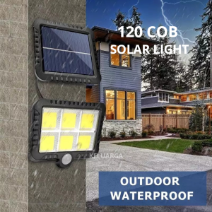 Keluarga 3 Mode COB 120LED Solar Light Outdoor Motion Sensor Wall Light Waterproof Garden Light Emergency Garden Light Security Flood Lamp