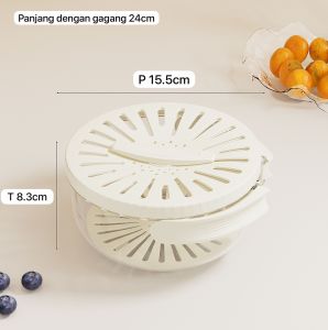 [MS] Wadah Tirisan Tempat Buah Sayuran Kotak Penyimpanan Kulkas Double Layers Drain Basket
