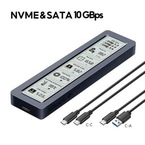 M2 SSD Case NVMe SATA Dual Protocol 10Gbps with Digital Smart Screen Display USB3.2 Gen2 Type C Disk M.2 SSD Enclosure