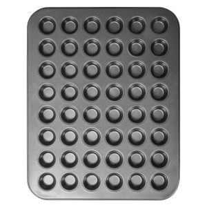 Commercial-Grade 48-Hole Non-Stick Carbon Steel Mini Muffin Pan - Black Baking Tray 40.5x32cm for Home & Bakery