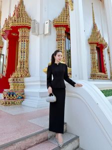 ชุดไทยจิตรลดา LD272 ชุดสีดำ ชุดออกงาน