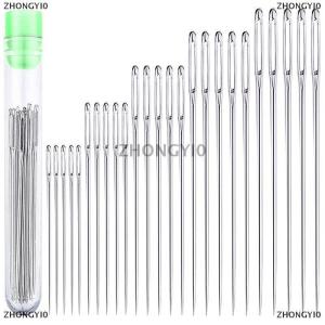 [COD] ZHONGYI0 25 chiếc Kim Khâu mắt lớn Kim Khâu kim da thủ công kim đan sợi thép Bộ dụng cụ may