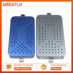 GREATLH Aluminium Alloy Steriilization Box Silicone Pad Disinfection Box for Holding Instrument Sterilized