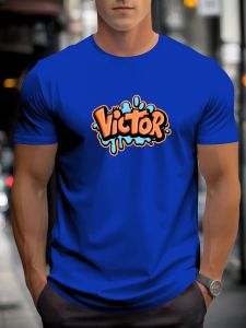 2025 Summer Mens Cotton T Shirt Victor Trendy Print Round Neck T-Shirt Casual Breathable Street Style Daily Top