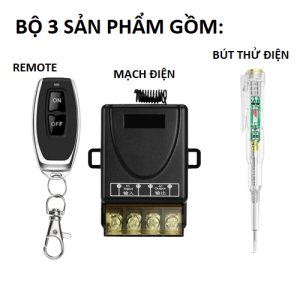 Công Tắc Điều Khiển Không Dây 433MHZ Điện Áp 90V-264V Đầu Ra Tối Đa 30A Bộ 3 Gồm Mạch Điện Remote Bút Thử Điện
