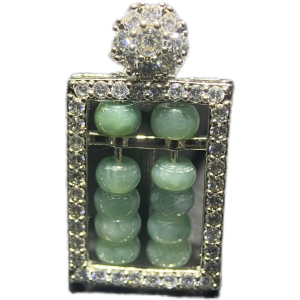 Natural Emerald Abacus Pendant S925 Silver Plated Three-dimensional New Inlay A Genuine High-level Retro Double-sided Original天然翡翠算盘吊坠S925镀银立体新款镶嵌a货正品高级复古双面原创