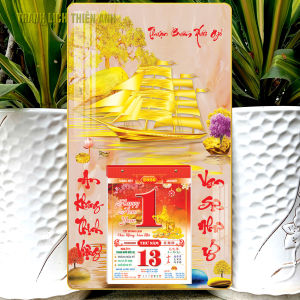 Lịch 2026 Thuận Buồm Phú Quý kích thước: 34x60cm bọc viền vàng kèm bloc 14.5x20.5cm (BV)