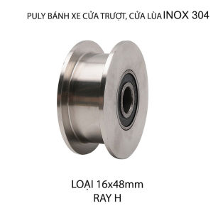 01 Bánh xe-Puly cửa cổng cửa trượt bằng inox 304 loại 16x48mm Hình U V H tùy chọn