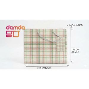 Damda Premium Plaid Paper Gift Bags with Handles & Tags for Gifts Birthdays Weddings