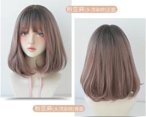 NG3106 Womens Short Bob Wig with Long Shoulder-Length Top – Pear-Shaped Design Natural Soft Bone Hair Adjustable Hair Clip