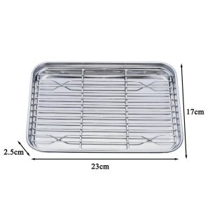 IRhea Stainless Steel Baking Tray With Removable Cooling Rack Set Non-stick Chips Basket Grill
