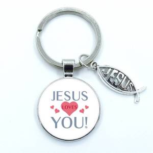 พวงกุญแจกลม + JESUS 6 ลาย กิ๊ฟชอปคริสเตียน ของชำร่วย ของชำร่วยคริสเตียน พวงกุญแจคริสเตียน คริสเตียน god jesus