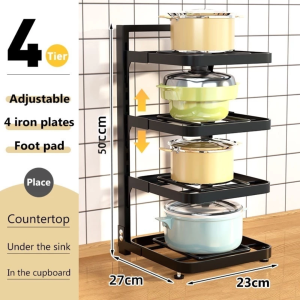 Elegant Waterproof Carbon Steel Pot Rack with Anti-Rust Feature for Kitchen Storage