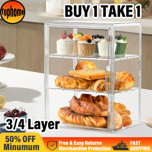 【BUY 1 TAKE 1】Magnetic Dustproof Acrylic Display Case Store Dessert Cake Food Pastry Bread ShowRack Clear Case