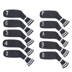 10pcs Scott Edward Golf Iron Putter Head Protector with Knitted Double Layers Elastic Snug Fit Golf Club Iron Head Cover Set