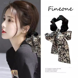French Vintage Floral Hair Rope Hairpin Simple Bow Wear High Ponytail Elastic Hair Scrunchies Ties Hair Accessories