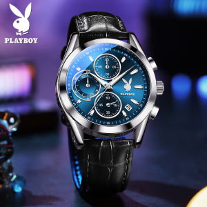 สายหนังแท้ PLAYBOY เสื้อพบพลาสติการ์ พื้นฐานสำหรับคนที่มีกว้าง 2023 พื้นฐาน Luminous และ Multi-Function Chronograph Dial สำหรับการเ
