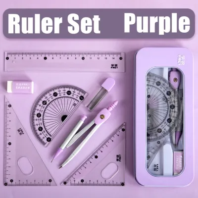 Kompas set 8in1 Matematika set Penggaris set Jangka set Compass set Math set pensil murah bonus penggaris dan penghapus Alat Tulis kotak pensil logam sekolah kantor pelajar