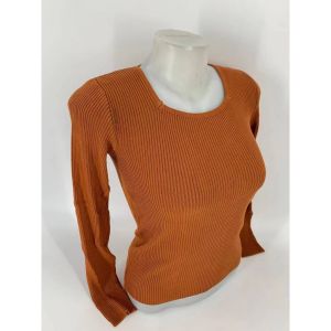 RM WOMEN SLIM FIT LONG SLEEVE KNITTED BLOUSE SQUARE NECK PLAIN