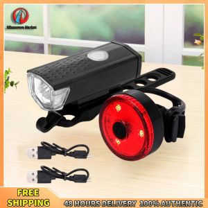 Winnereco Bike Tail Light & Headlight Bike Rear Light Waterproof Cycling Tail Lamp Rechargeable LED Riding Warning Light 3 Modes for Outdoor Cycling