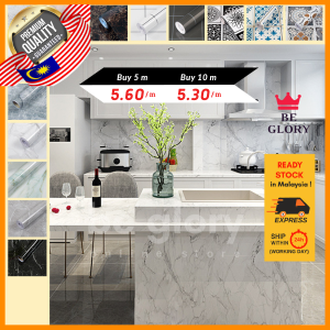 Marble Wallpaper 60cm x 1m PET Self Adhesive Tiles Sticker Waterproof Toilet Bedroom Kitchen Wall Paper Dinding Kertas Dinding