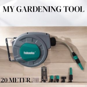 FUKUOKA 10 / 20 METER WALL MOUNTED AUTOMATIC REEL RETRACTABLE WATER HOSE REEL AUTO REWIND