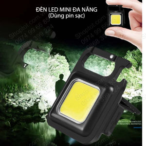 Đèn led mini siêu sáng trang bị pin sạc kiêm móc khóa mở nắp chai đa năng
