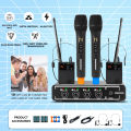 Wireless Microphone System Dual UHF Handheld Cordless Dynamic Microphones Bluetooth 10 sets can be used simultaneously With Bass Echo Tracking Button Cordless Microphone Range 164ft/50m AA Batteries Works with Computer Karaoke Singing Preaching. 