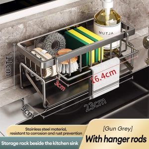 BOBO Sponge Holder Bathroom/Kitchen Sink Stainless Sponge Drainer Rack for Sink Rack Soap Organizer
