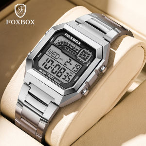 LIGE Sub Merek Foxbox Original Jam Tangan Pria Multifungsi Alarm Bercahaya Stopwatch Tahan Air Jam Tangan Digital Pria + Kotak