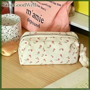 FineGoodWell Cartoon Floral Printing Pen Bag For Women Grils Large Capacity Stationery Bag Pencil Case Multifunctional Stationery Organizer