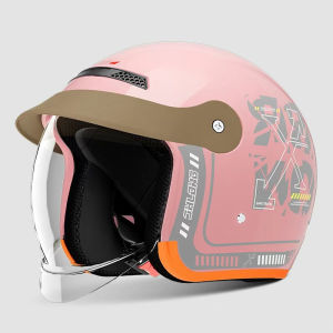 Helmet Individuality Four Seasons Half Helmet Kit Windproof and Rainproof Metallic Silver